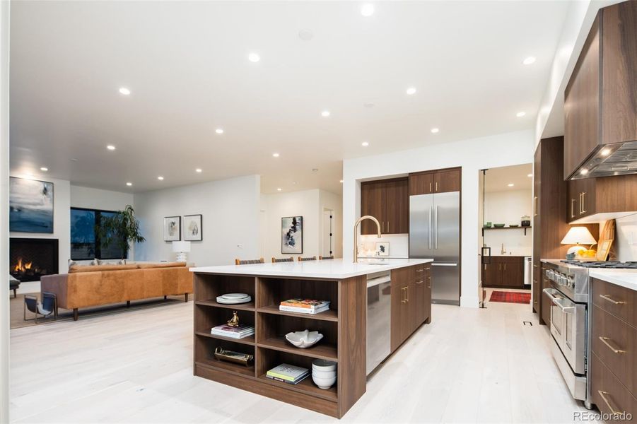 Kitchen, great room, and LARGE walk-in pantry