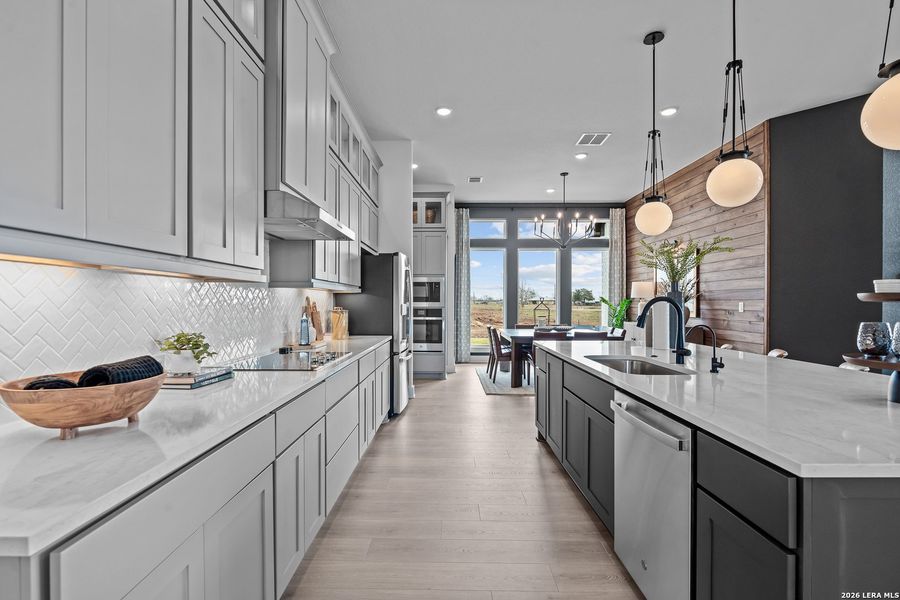 Furnished interior view inside a new home in Esperanza, Boerne (Image 8). Furnished interior view inside a new home in Esperanza, Boerne (Image 8).