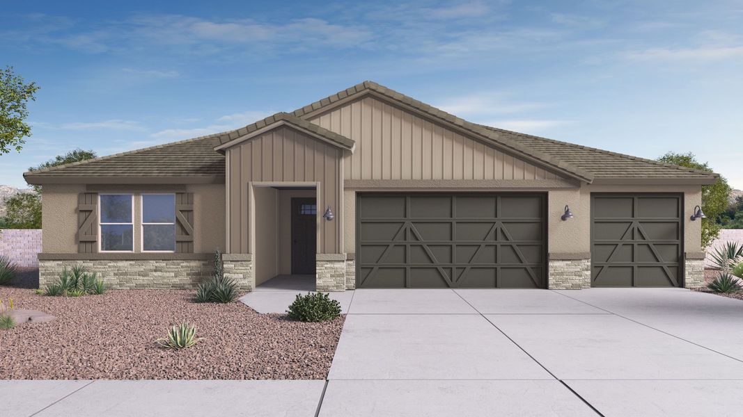 Representative exterior photo of a completed home built from the Willow by D.R. Horton in The Ridge at Stone Butte, Phoenix, AZ (Image 2).