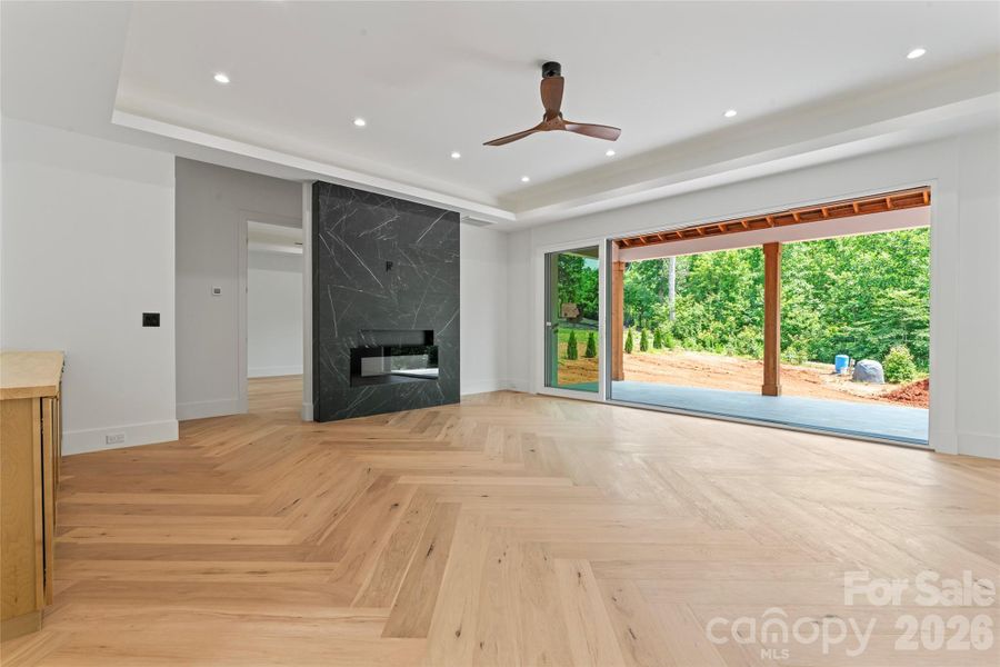 Virtually staged Den/LR