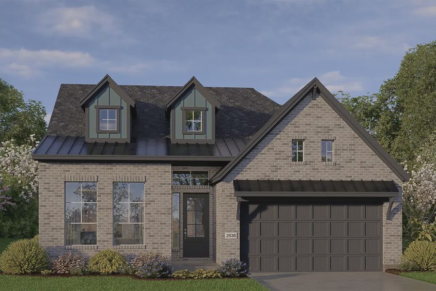 Representative exterior photo of a completed home built from the Lauren by Chesmar Homes in 50' Homesites at Jubilee, Hockley, TX (Image 11).