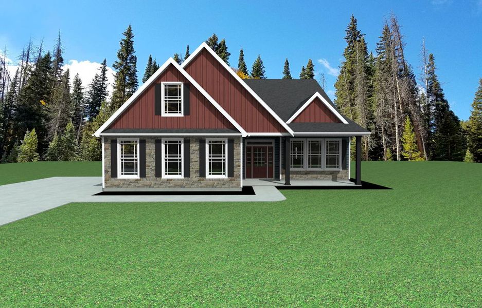 Representative exterior photo of a completed home built from the Caterina Elite by Enchanted Homes in Tubbs Mountain Estates, Travelers Rest, SC (Image 28).