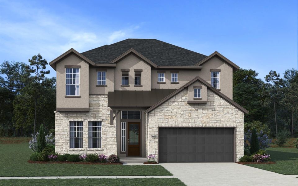 Front exterior of a new home in Westland Ranch, League City, TX, highlighting curb appeal (Image 23).
