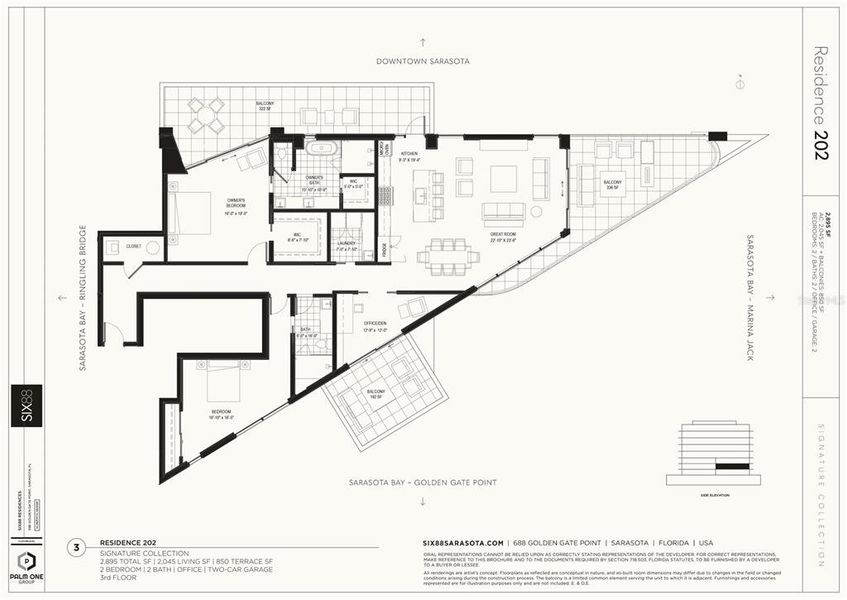 2D floor plan layout of this home in SIX88, Sarasota, FL (Image 2). 2D floor plan layout of this home in SIX88, Sarasota, FL (Image 2).