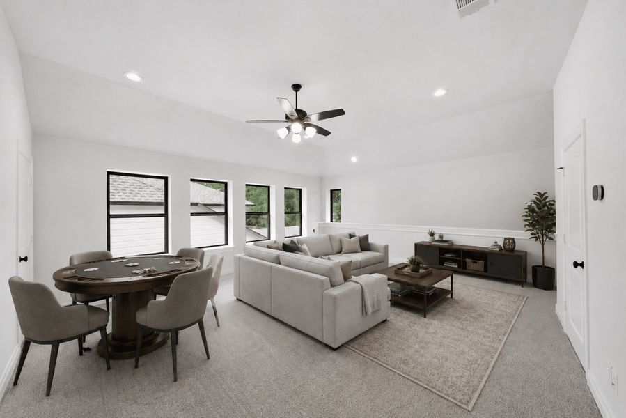 Furnished interior view inside a new home in The Woodlands Hills 65′, Willis (Image 10). Furnished interior view inside a new home in The Woodlands Hills 65′, Willis (Image 10).