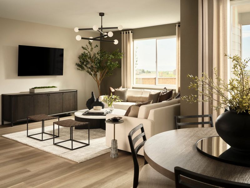 Representative furnished interior of a home built from the Highgate by Pulte Homes in Murata Farms, Fort Lupton (Image 7). Representative furnished interior of a home built from the Highgate by Pulte Homes in Murata Farms, Fort Lupton (Image 7).