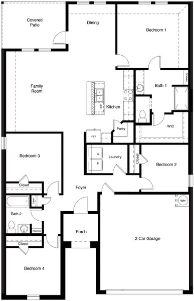 2D floor plan layout of this home in Lonestar at Liberty Trails, Fort Worth, TX (Image 3).