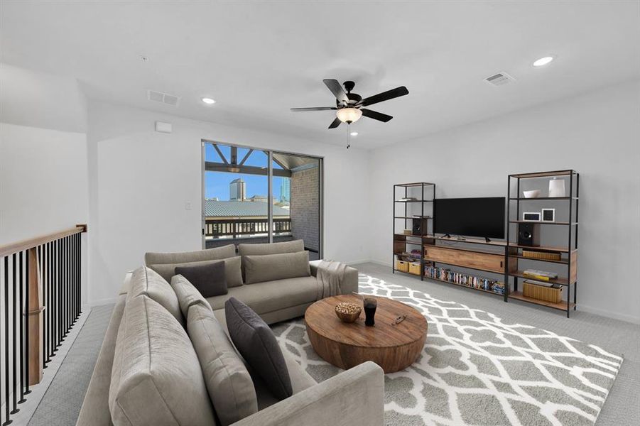 Furnished interior view inside a new home in Hillside at Las Colinas, Irving (Image 14). Furnished interior view inside a new home in Hillside at Las Colinas, Irving (Image 14).
