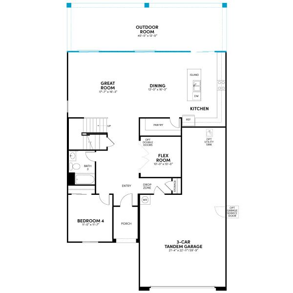 Floor 1: Outdoor Room Extension Option