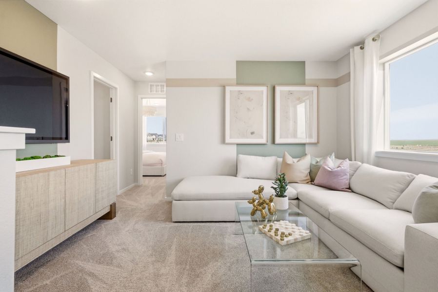 Representative furnished interior of a home built from the Capella by Pulte Homes in Sky Ranch, Watkins (Image 11). Representative furnished interior of a home built from the Capella by Pulte Homes in Sky Ranch, Watkins (Image 11).