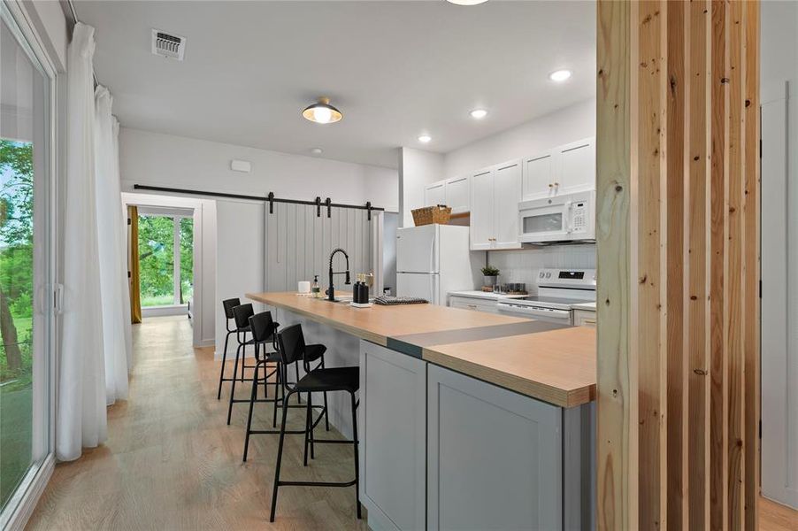 12 foot kitchen island for meal prep and/or entertaining.