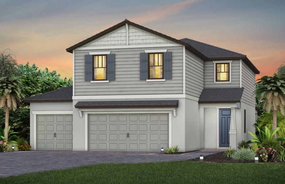 Exterior C2 with 3rd car garage