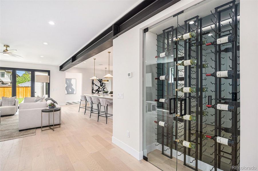 Stylish custom wine cellar