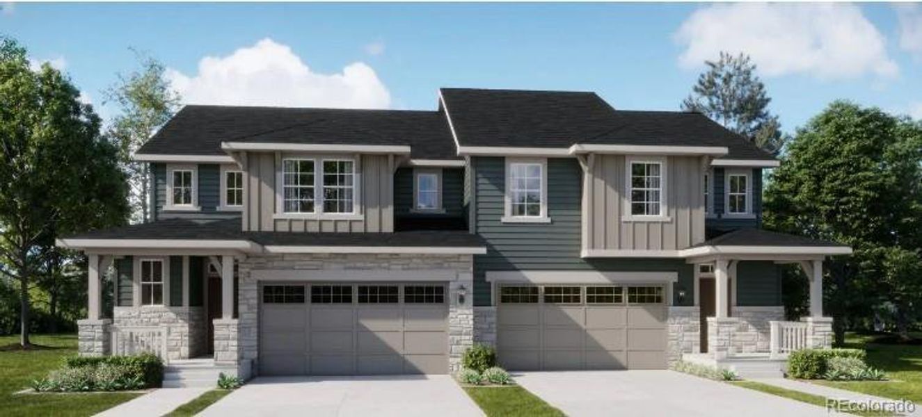 Front exterior of a new home in , Thornton, CO, highlighting curb appeal (Image 1). Front exterior of a new home in , Thornton, CO, highlighting curb appeal (Image 1).