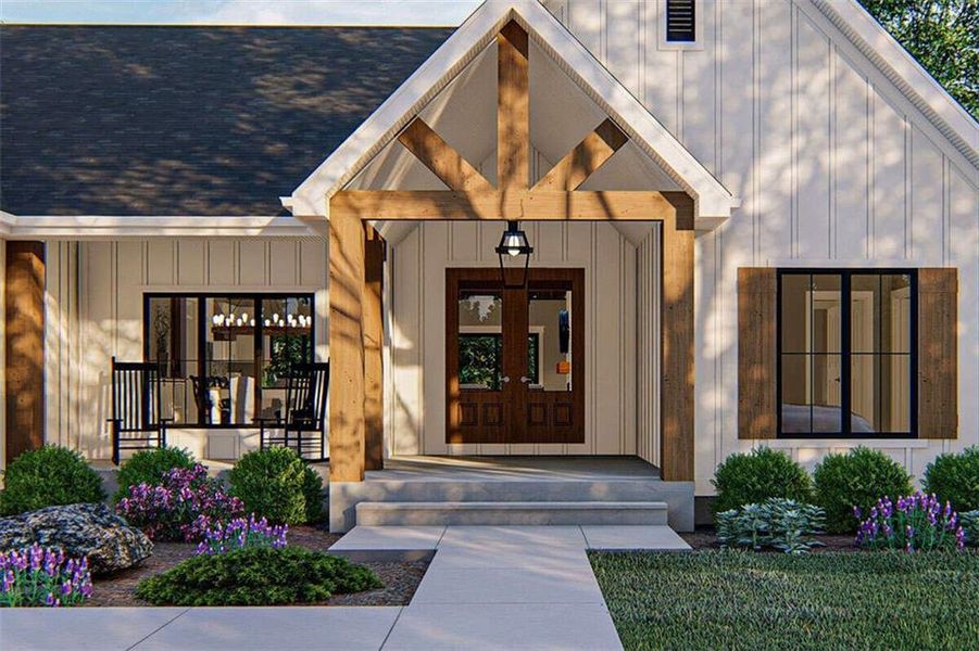 Front exterior of a new home in , Ellijay, GA, highlighting curb appeal (Image 9).