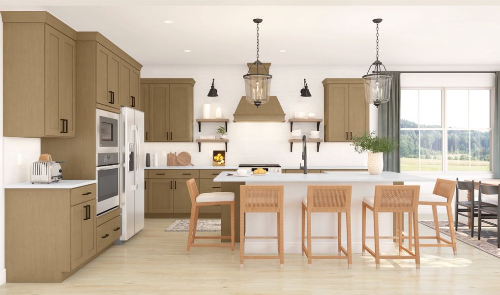 Kitchen with pendant lighting