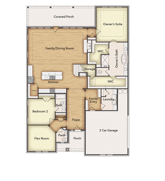 2D floor plan layout for the Magnolia V2 by Riverside Homebuilders in Raintree Estates, Blue Ridge, TX (Image 4). 2D floor plan layout for the Magnolia V2 by Riverside Homebuilders in Raintree Estates, Blue Ridge, TX (Image 4).
