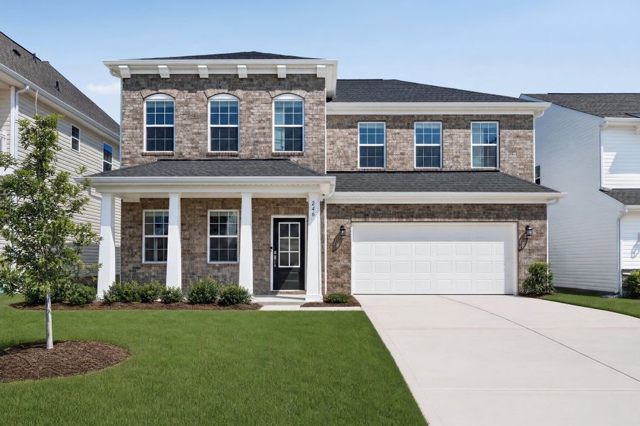 Front exterior of a new home in Pine Oaks Estates, Gilbert, SC, highlighting curb appeal (Image 1). Front exterior of a new home in Pine Oaks Estates, Gilbert, SC, highlighting curb appeal (Image 1).