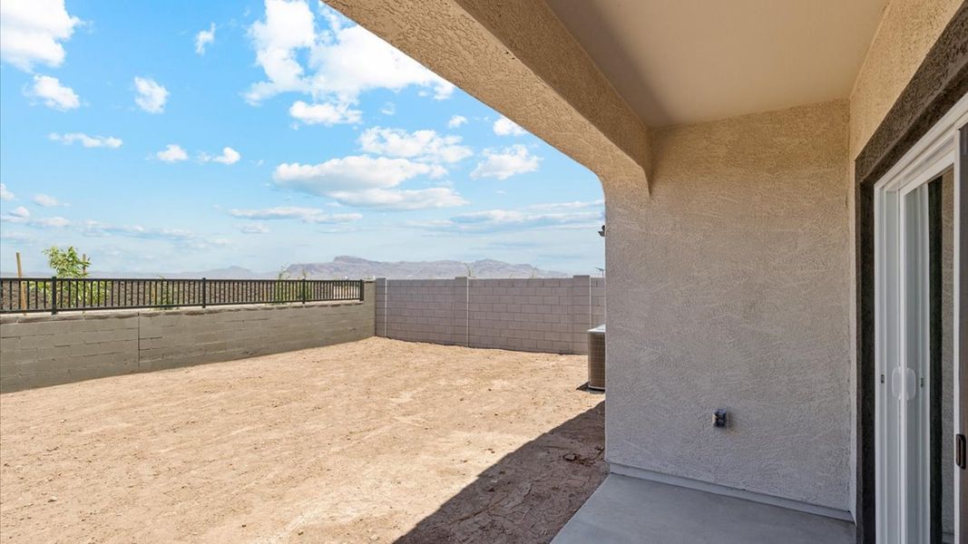Exterior details and patio area of a home in Radiance at Superstition Vistas, Apache Junction (Image 2).