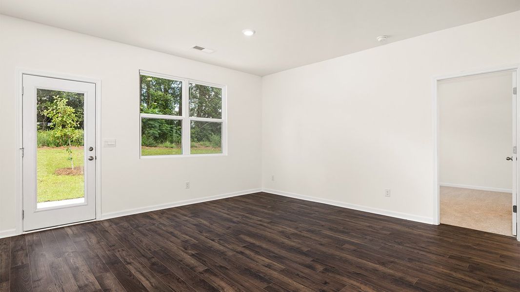 Representative unfurnished interior of a home built from the Aria by D.R. Horton in The Preserve at Agricultural Village, Perry (Image 18). Representative unfurnished interior of a home built from the Aria by D.R. Horton in The Preserve at Agricultural Village, Perry (Image 18).