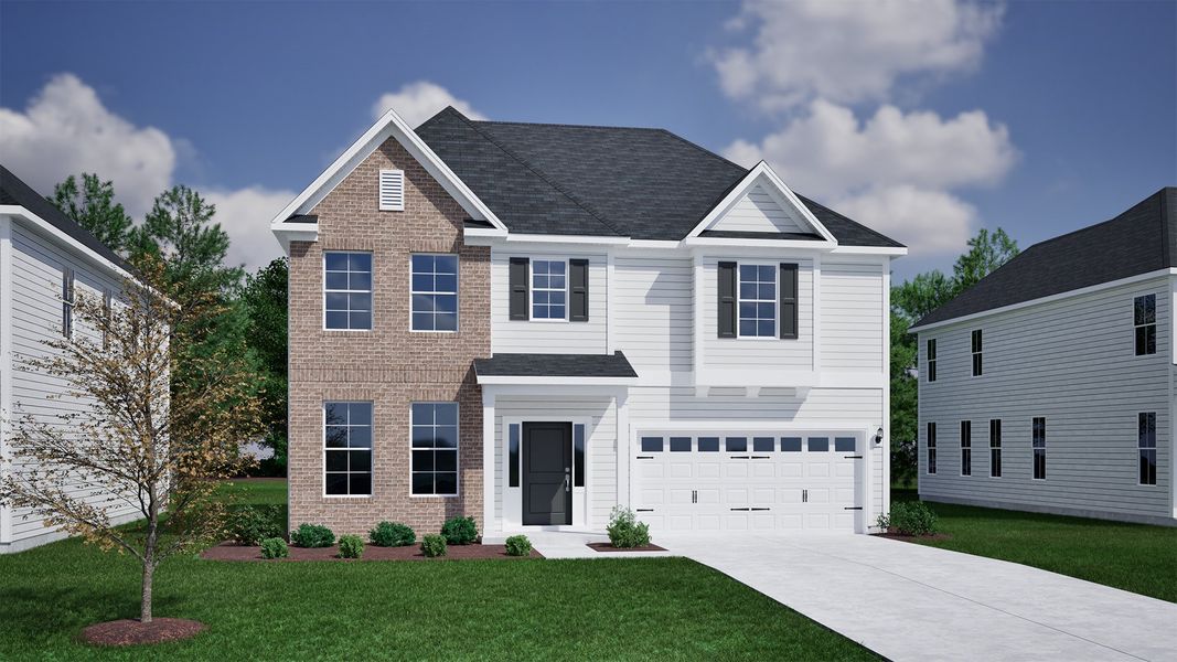 Representative exterior photo of a completed home built from the Keowee - Vanguard Collection by Mungo Homes in Hanes Lake, Winston-Salem, NC (Image 12).