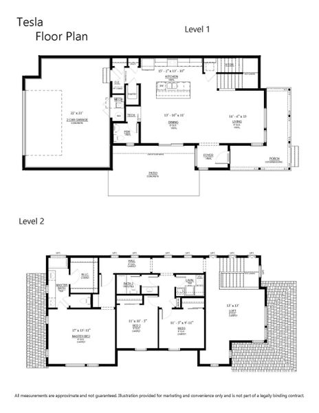 2D floor plan layout for the Tesla by Hartford Homes in Trailside, Timnath, CO (Image 5).