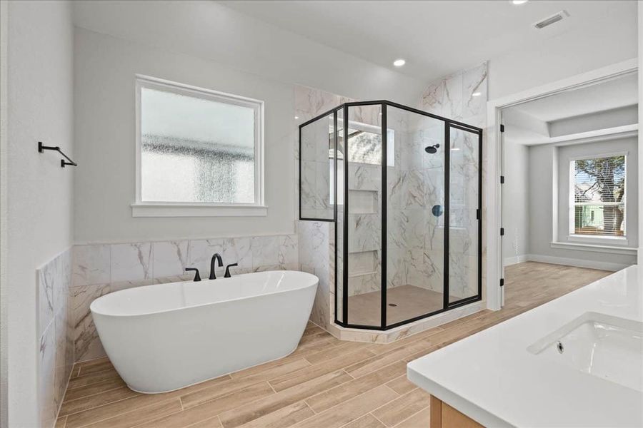 Furnished interior view inside a new home in 6 Creeks, Kyle (Image 11). Furnished interior view inside a new home in 6 Creeks, Kyle (Image 11).