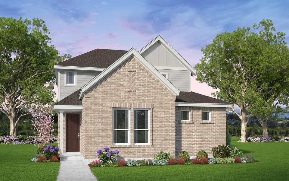 Representative exterior photo of a completed home built from the Bluebonnet by Brookfield Residential in 40' Alley Load Homes at Elyson, Katy, TX (Image 2). Representative exterior photo of a completed home built from the Bluebonnet by Brookfield Residential in 40' Alley Load Homes at Elyson, Katy, TX (Image 2).