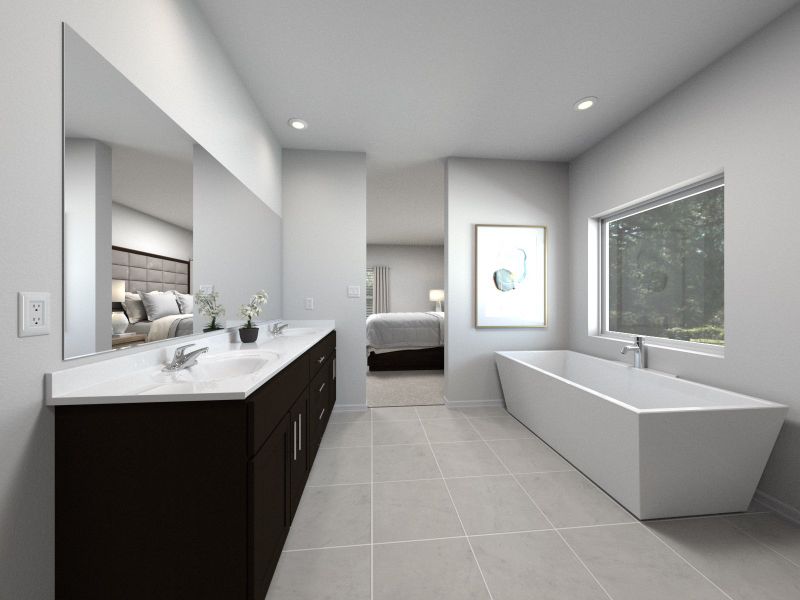 Rendering of the Griffin primary bathroom.