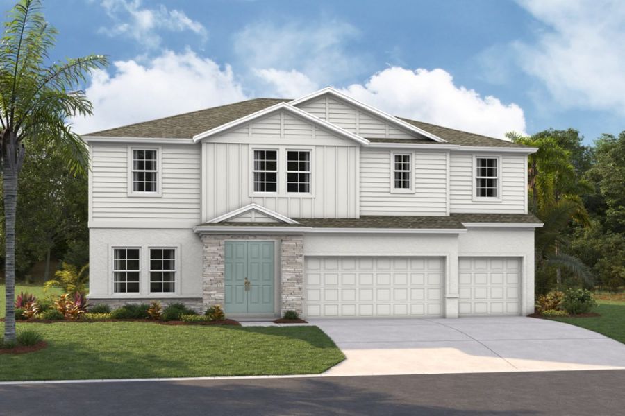 Representative exterior photo of a completed home built from the Virginia Park by Homes by WestBay in Pasadena Woods, Wesley Chapel, FL (Image 5). Representative exterior photo of a completed home built from the Virginia Park by Homes by WestBay in Pasadena Woods, Wesley Chapel, FL (Image 5).