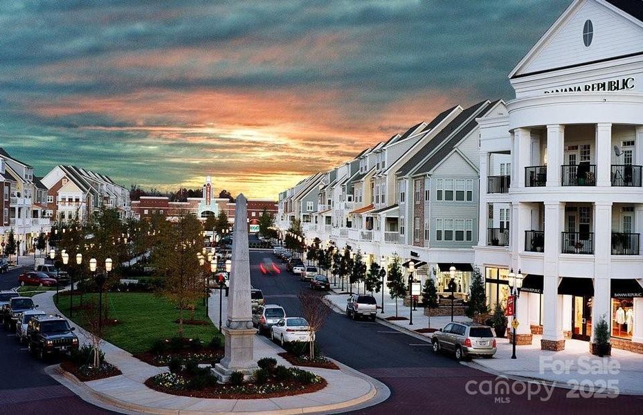 Birkdale Village, Huntersville, NC is 12-15 minutes away.  A local favorite to shop, dine and relax.