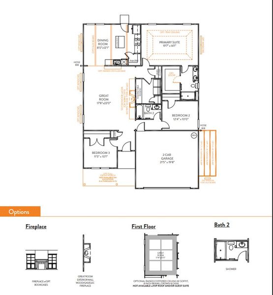 2D floor plan layout for the Bayside by True Homes in Whispering Hills, Locust, NC (Image 2). 2D floor plan layout for the Bayside by True Homes in Whispering Hills, Locust, NC (Image 2).