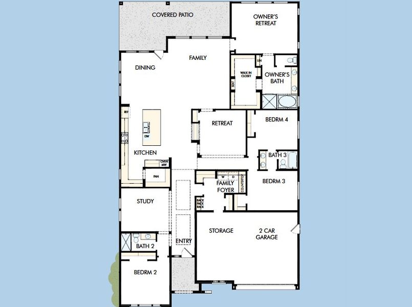 2D floor plan layout for the The Blacksmith by David Weekley Homes in Overlook at Verrado Regent Hills, Buckeye, AZ (Image 3).