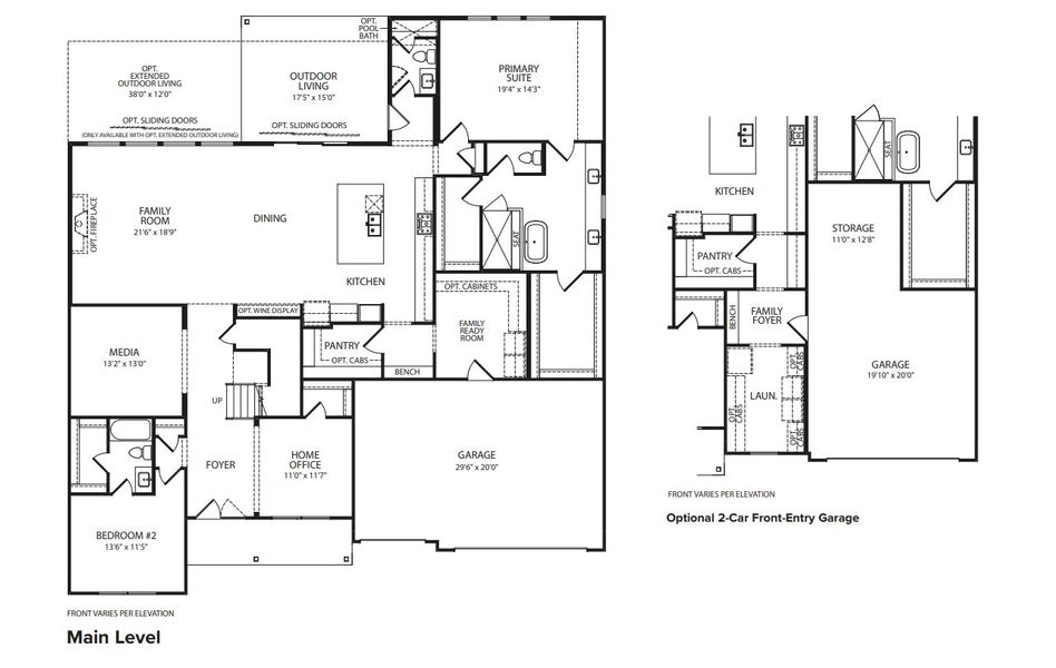 2D floor plan layout for the Panorama by Drees Custom Homes in Clara Vista, Kyle, TX (Image 3).