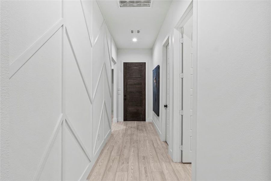 Hall with light wood-type flooring