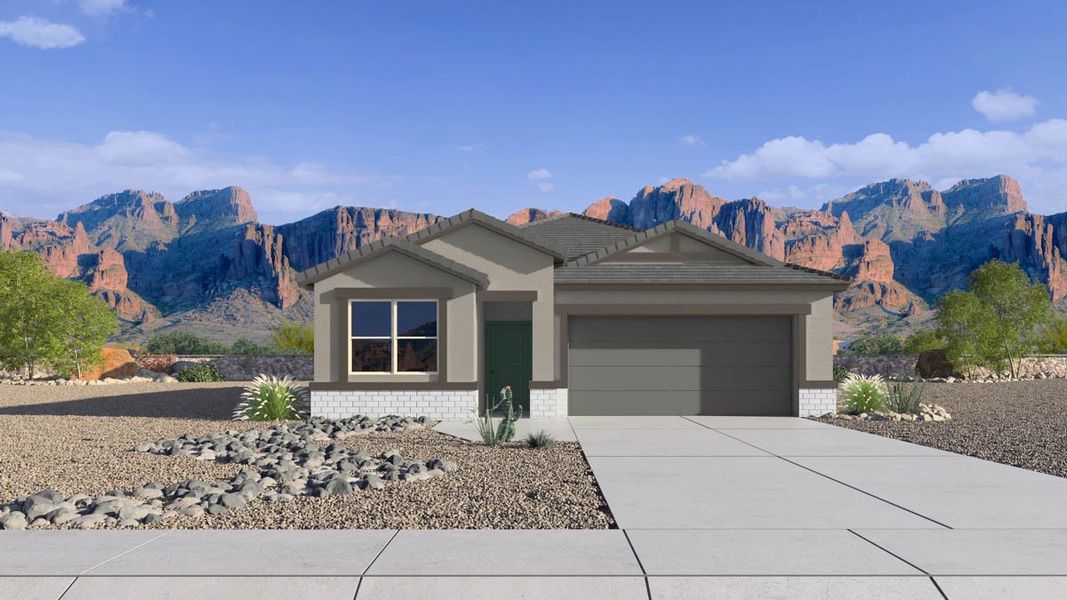 Representative exterior photo of a completed home built from the Swan by D.R. Horton in Magma Ranch Vistas, Florence, AZ (Image 4).