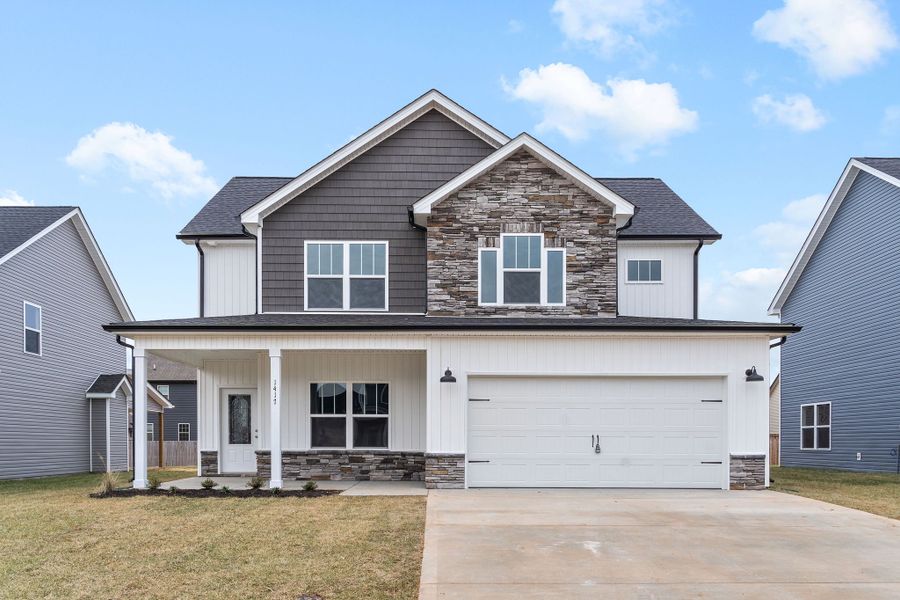 Representative exterior photo of a completed home built from the Winslow by Rockwood Homes in Cherry Fields, Clarksville, TN (Image 1). Representative exterior photo of a completed home built from the Winslow by Rockwood Homes in Cherry Fields, Clarksville, TN (Image 1).