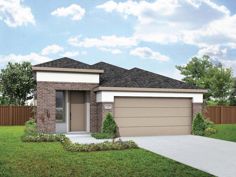 2D floor plan layout for the Horizon. by DRB Homes in Prominence, San Antonio, TX (Image 26).