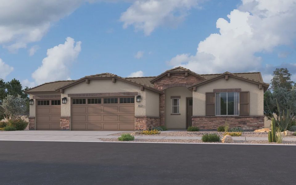 Representative exterior photo of a completed home built from the 1603 by Elliott Homes in Acacia at Santana, Yuma, AZ (Image 20).