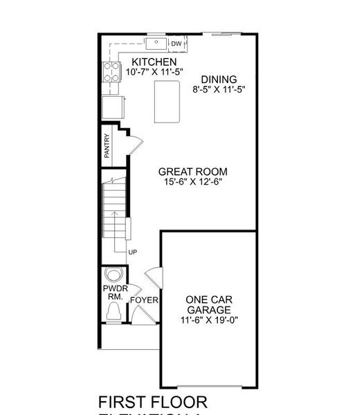 2D floor plan layout for the Poplar by Ryan Homes in Wrenn Farms, Youngsville, NC (Image 2).