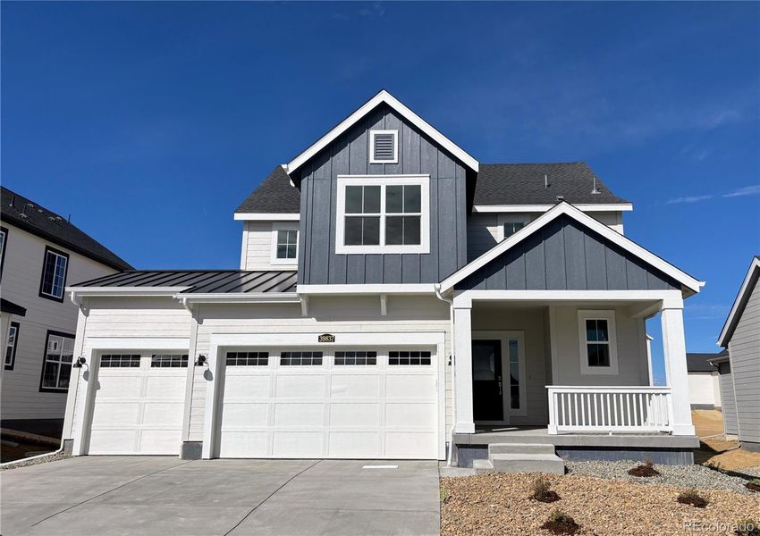 Front exterior of a new home in Independence: The Pioneer Collection, Elizabeth, CO, highlighting curb appeal (Image 8).
