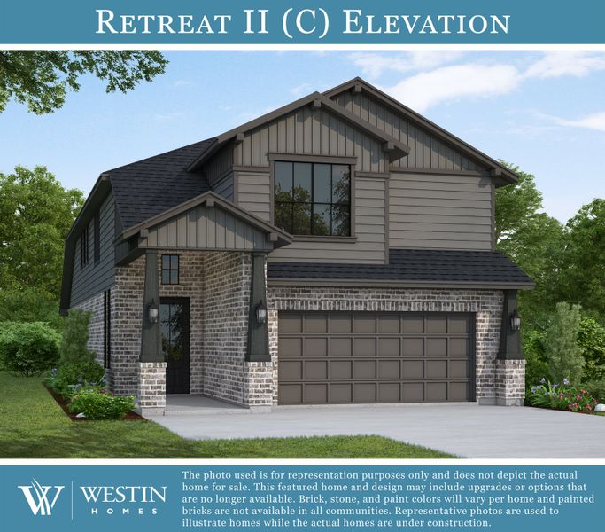 Representative exterior photo of a completed home built from the The Retreat II by Westin Homes in Kresston - 40', Montgomery, TX (Image 2). Representative exterior photo of a completed home built from the The Retreat II by Westin Homes in Kresston - 40', Montgomery, TX (Image 2).