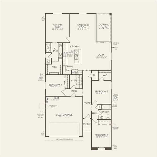 2D floor plan layout for the Nectar by Pulte Homes in Shadow Ridge, Avondale, AZ (Image 3).