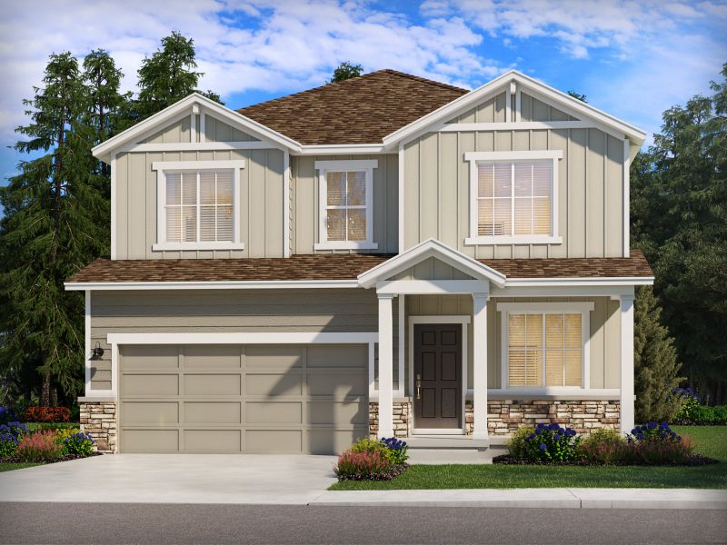 Representative exterior photo of a completed home built from the The Juniper by Meritage Homes in Lorson Ranch : The Springs Collection, Colorado Springs, CO (Image 12). Representative exterior photo of a completed home built from the The Juniper by Meritage Homes in Lorson Ranch : The Springs Collection, Colorado Springs, CO (Image 12).