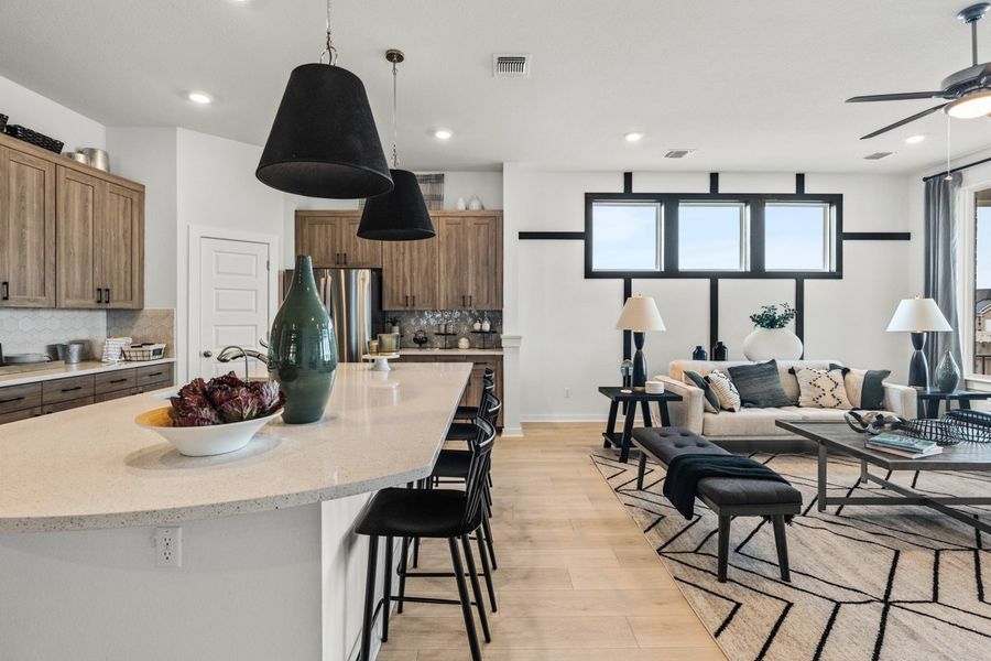 Furnished interior view inside a new home in The Grove at Blackhawk, Pflugerville (Image 13). Furnished interior view inside a new home in The Grove at Blackhawk, Pflugerville (Image 13).