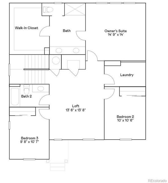 2D floor plan layout of this home in Prairie Song: The Petal Collection, Windsor, CO (Image 2).