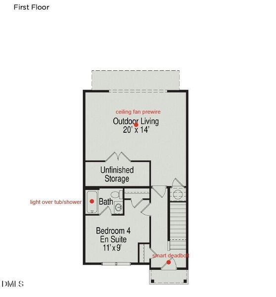 2D floor plan layout of this home in Helmsley, Raleigh, NC (Image 3).