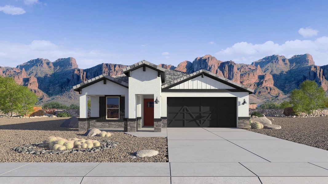 Representative exterior photo of a completed home built from the Gaven by D.R. Horton in The Ridge at Stone Butte, Phoenix, AZ (Image 19).