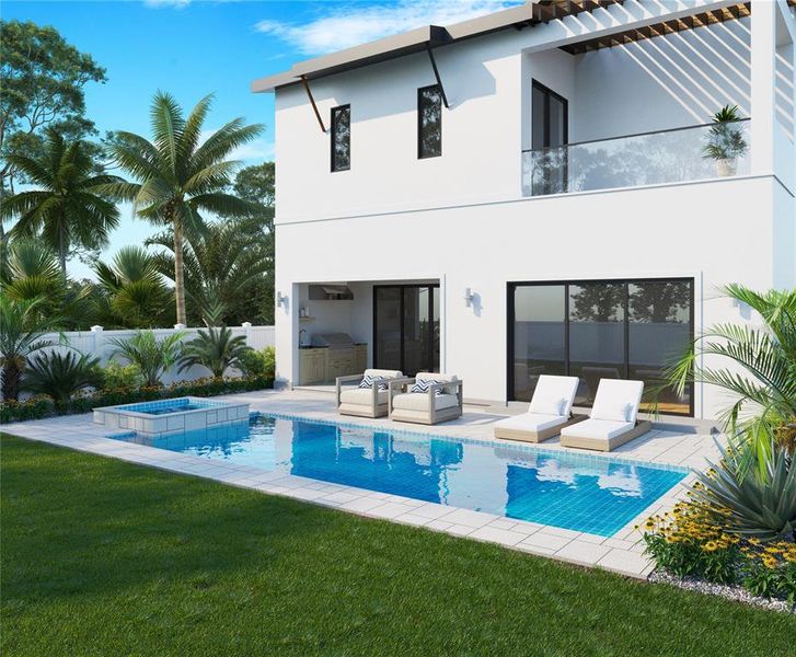 Front exterior of a new home in , Tampa, FL, highlighting curb appeal (Image 25). Front exterior of a new home in , Tampa, FL, highlighting curb appeal (Image 25).