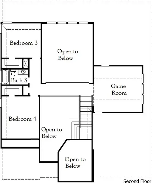 2D floor plan layout of this home in Parkside On The River, Georgetown, TX (Image 3).